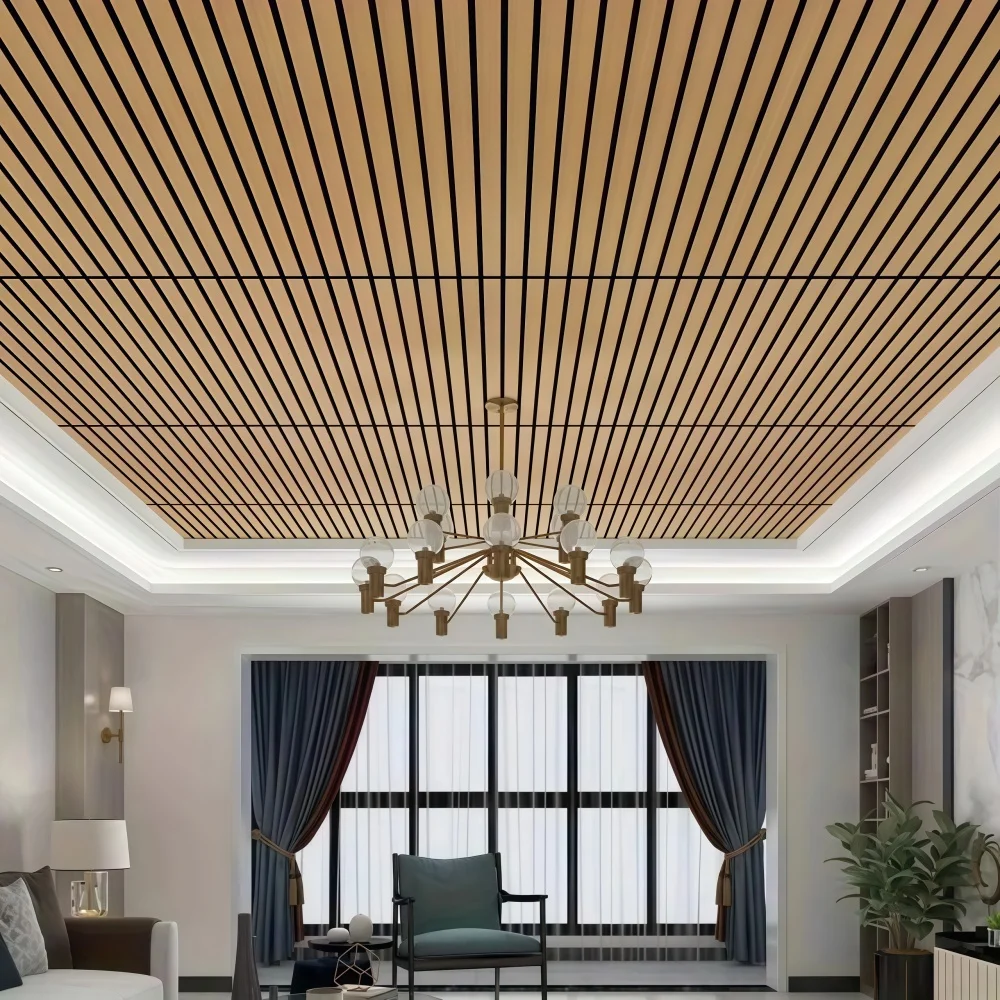10pcs 30X30cm PVC Wood Grain Wall Stickers, Self-Adhesive Peel and Stick Wall Tiles, Removable Striped Faux Wood Wall Panels view 6