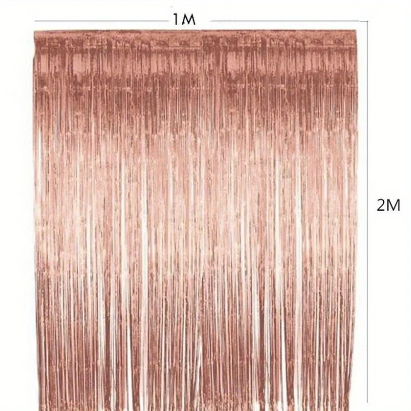 Cortina de Flecos Metálicos oro rosa para puerta y eventos - imagen 5