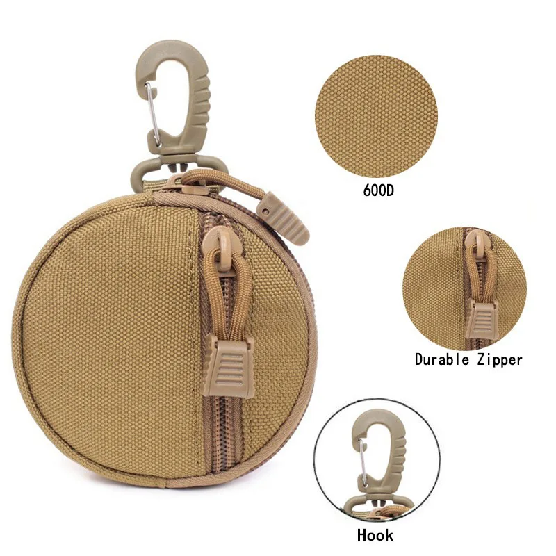 

1000D New Outdoor Casual Men Coin Wallet Portable Mini Money Coin Pouch Keys Holder Waist Bag Round Small Case Zipper Wallet