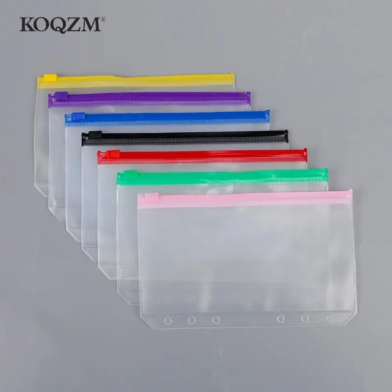 4 Stuks A6 6-Holes Bindmiddel Zakken Waterdichte Pvc Enveloppen Rits Bindmiddel Zakjes Reiziger Notebook Organizer