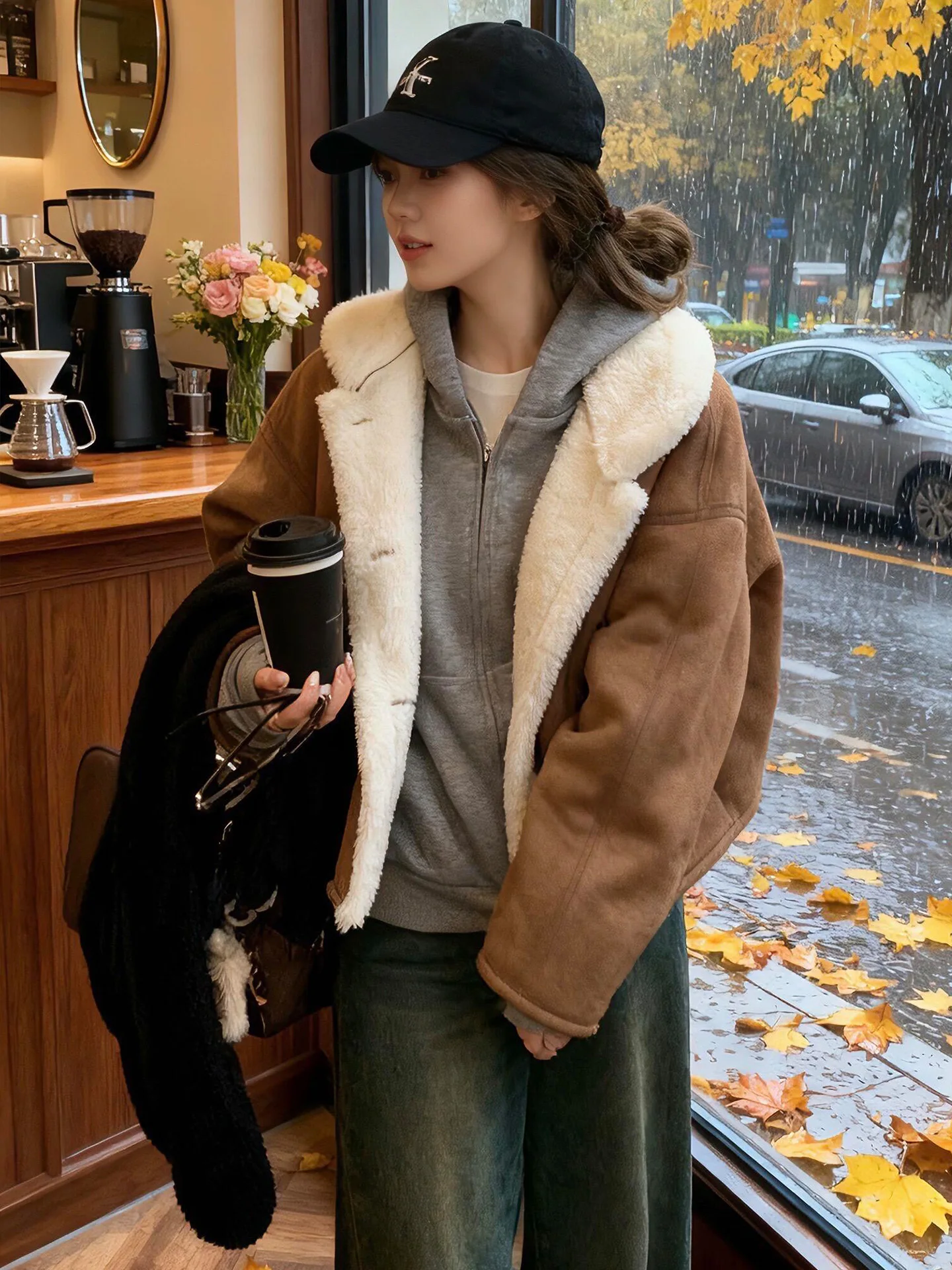 Zhao Lusi's Xu Yan Lammfellmantel im gleichen Stil für Damen 2025, neuer umweltfreundlicher Winterpelzmantel