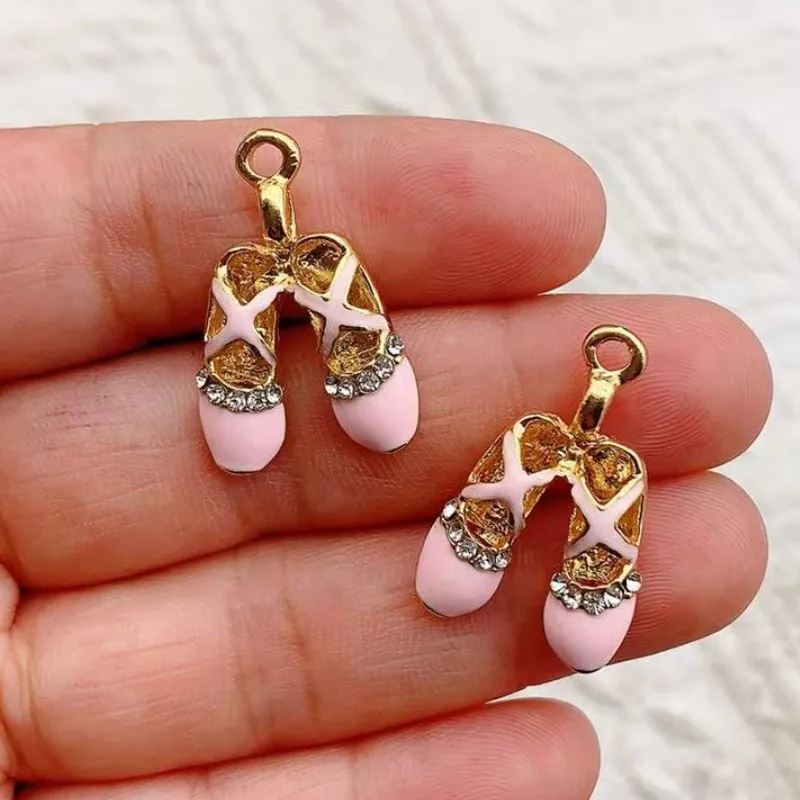 6pcs Enamel Dancer pendant Rhinestone Jewelry Making DIY Handmade Ballet Shoes Charms For Bracelet Earrings Necklace Gift DIY