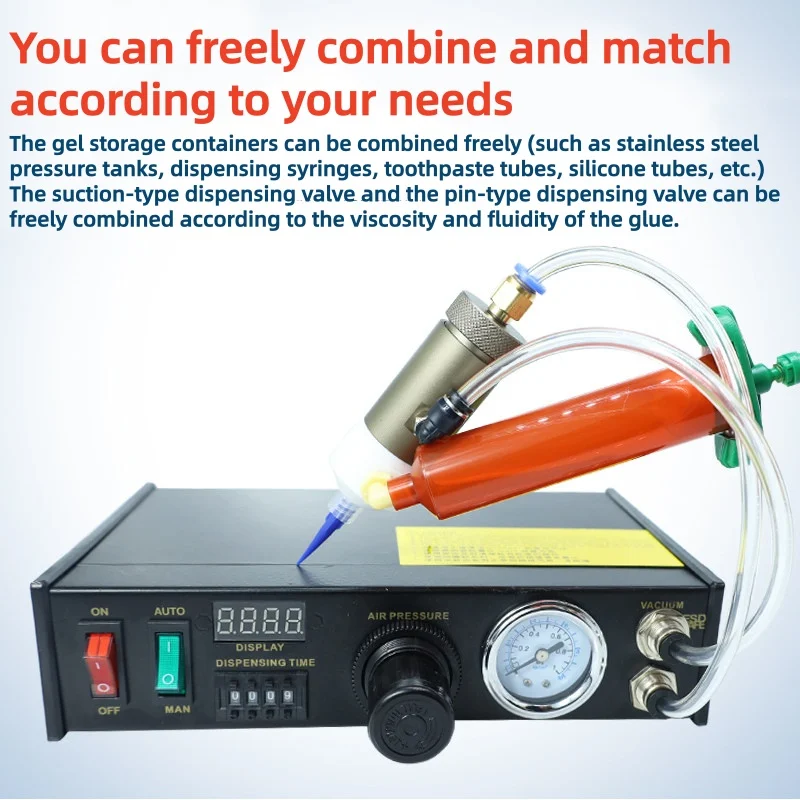 Immagine 5: Macchina Dispensatrice Pneumatica Semi-automatica, Kit Dispenser di Colla con Controller e Valvola di Erogazione, Sistema Dispensatore Industriale