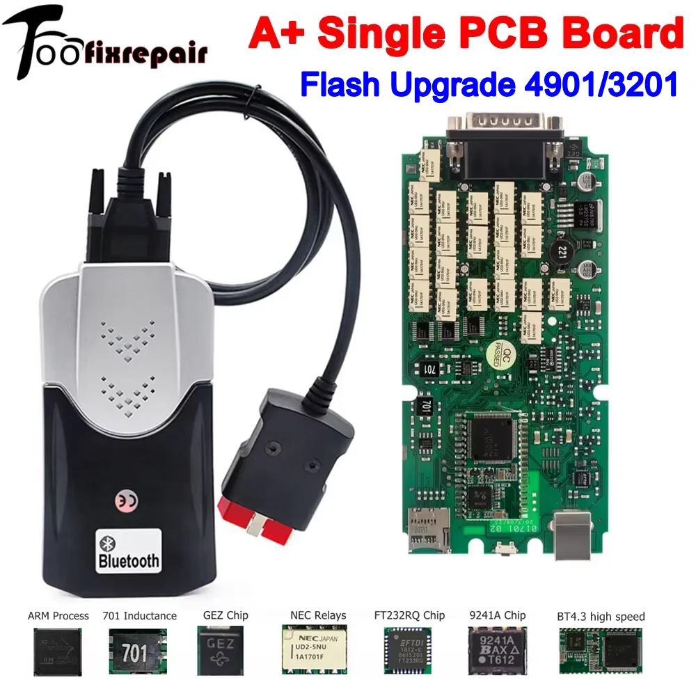 Singolo A + Scheda PCB FW4901 Migliore qualità Bluetooth 4.3 Ad alta velocità DS150 2021.11 Relè NEC bianco multidiag gratuito 9241A FW3201