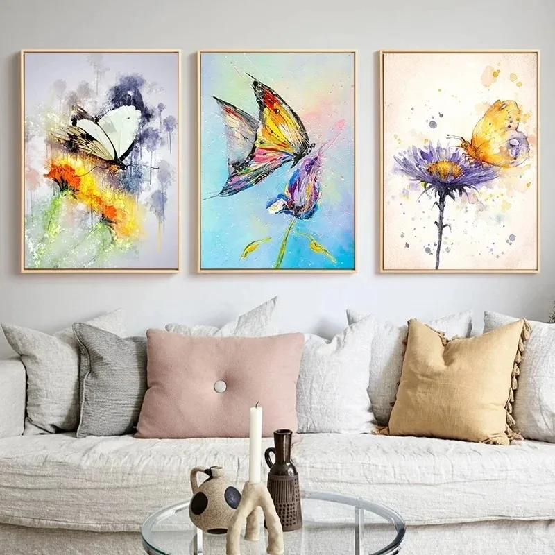 Entomological Educational Watercolor Butterflies Posters Prints Canvas Painting for Home Room Bar Cafe Aesthetic Art Wall Decor
