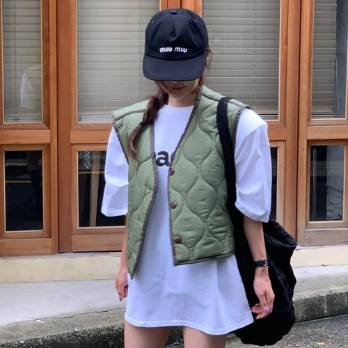 「고급브랜드」가을 겨울 신상 여성용 유럽풍 린넨 셔츠 짧은 넥라인 무소매 니트 천 옷 짧은 베스트  