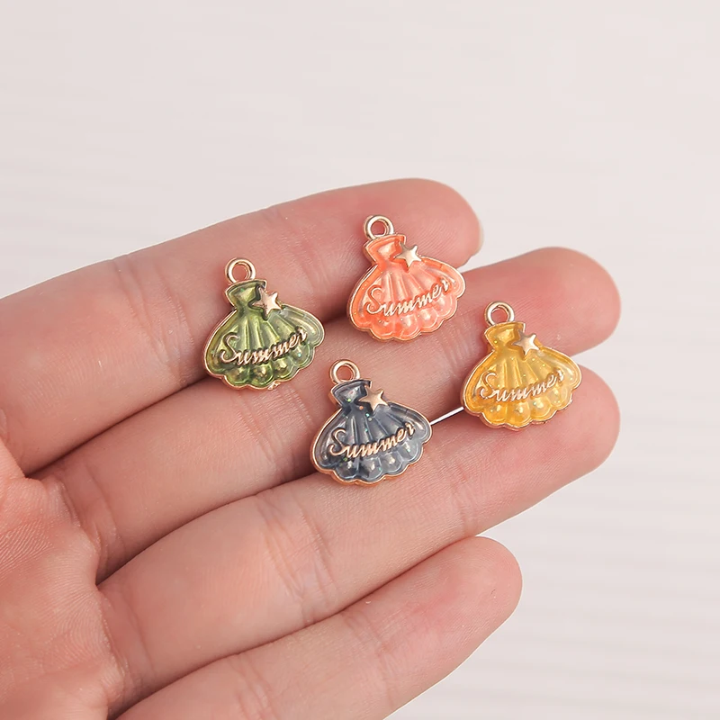 10pcs 16x17mm Cute Enamel Shell Charms Pendants for Jewelry Making Drop Earrings Necklaces Bracelets DIY Crafts Accessories