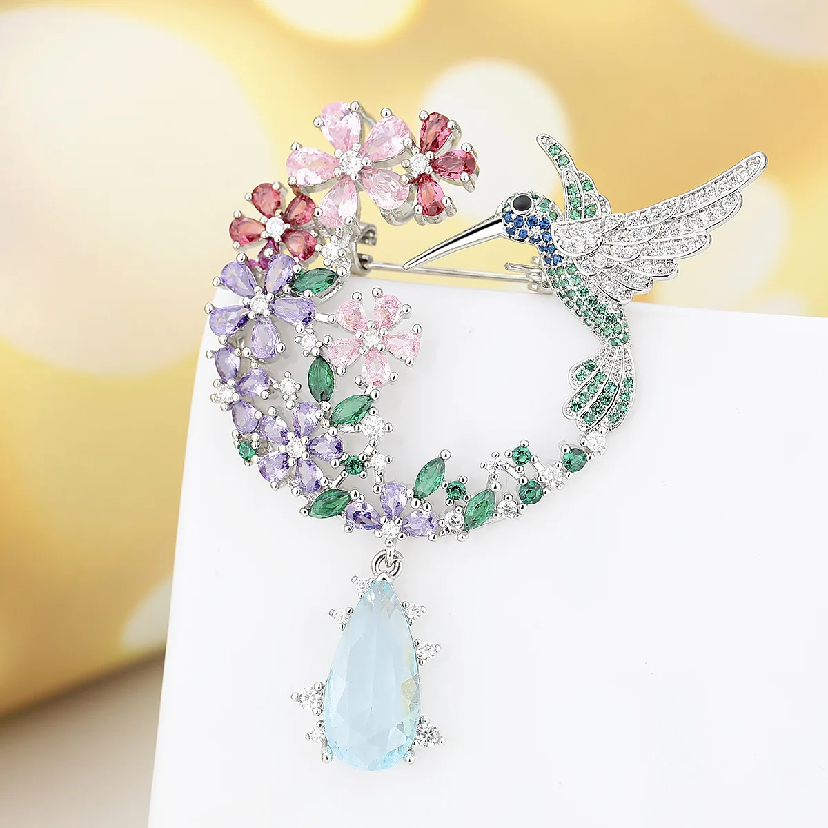 

Luxury Designer Jewelry Bird Flower Design Exquisite Pendant/Brooch Pin Two-Wear Style Banquet Accessories For Women