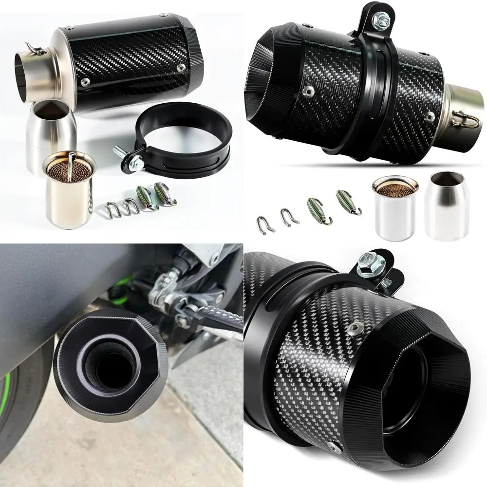 

Motorcycle Exhaust, Slip-on Motorcycle Muffler, Carbon Fiber Slip on Exhaust Muffler, Fit for Z900 GSXR750 CBR650 and more, with