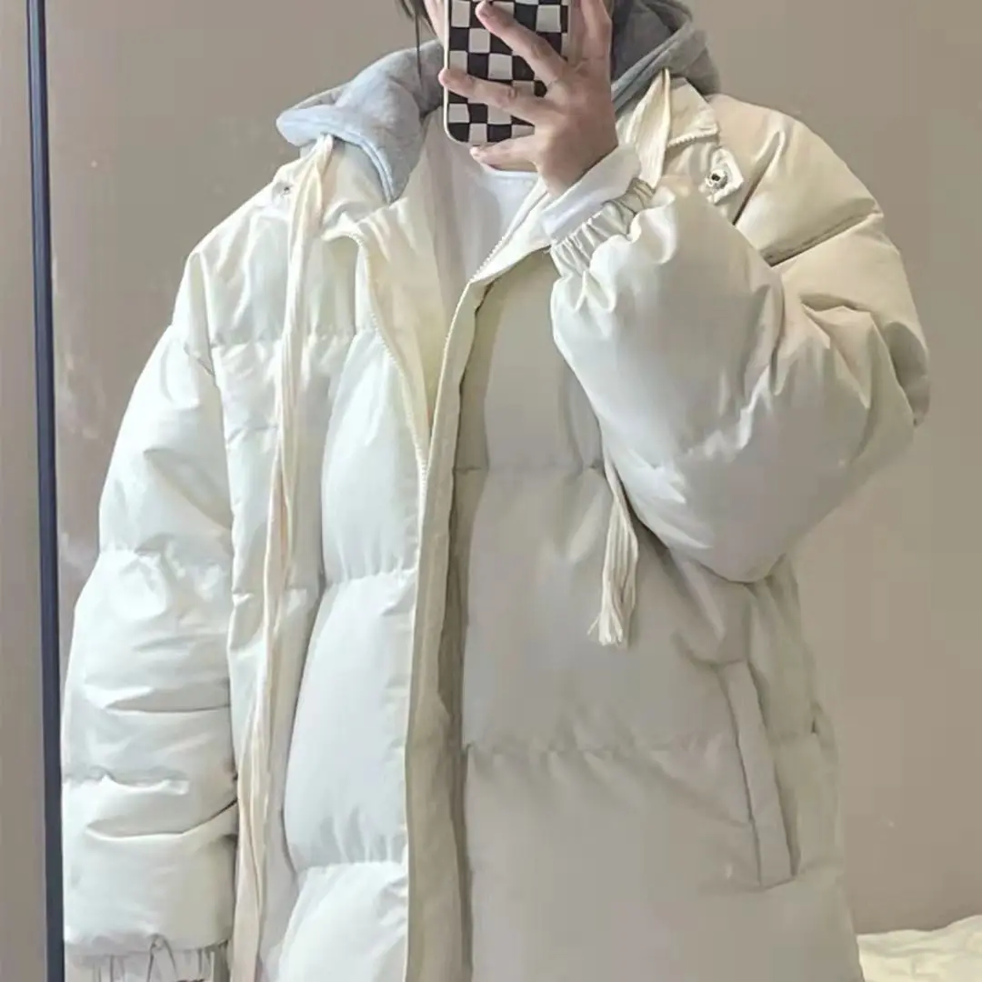 New Winter Thick Warm Fake Two Pieces Down Cotton Jacket Woman Parkas Overcoat Autumn Female Korean Loose Puffer Outerwear Black