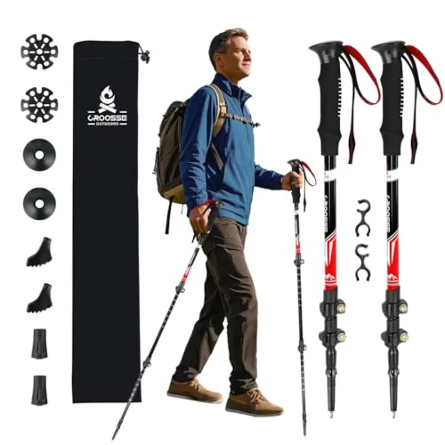 

Lightweight Collapsible Trekking Poles for Hiking 2 Pack Adjustable Hiking Poles, Aluminum Walking Sticks for Skiing, Nordic Wa