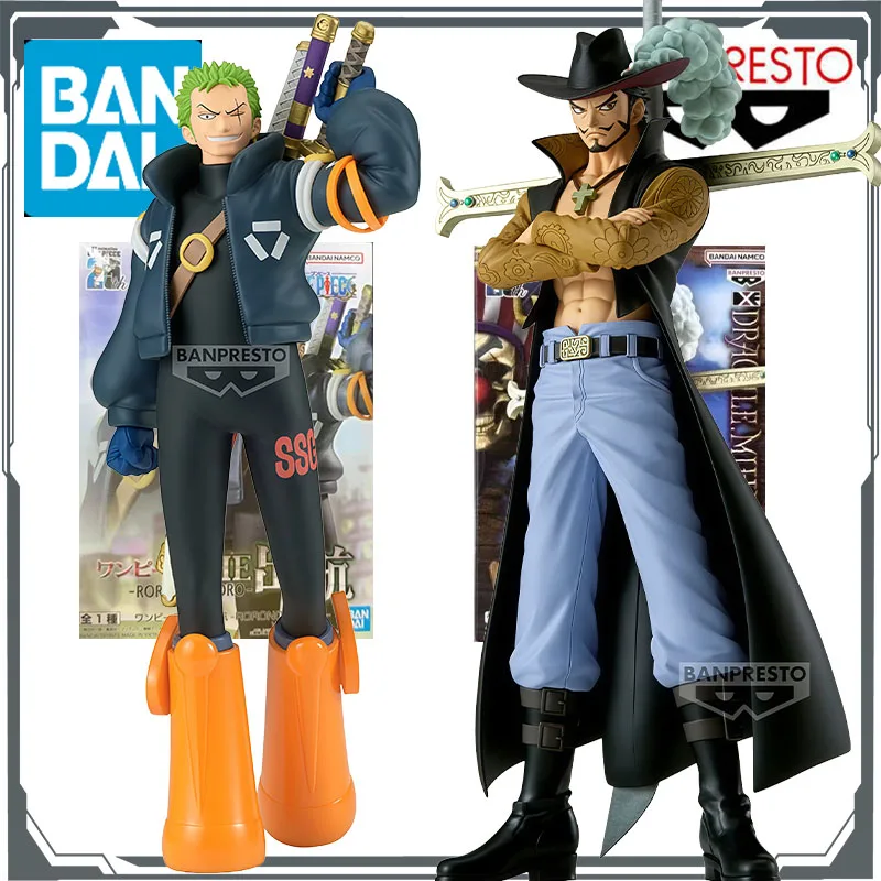 

Bandai Original BANPRESTO One Piece Roronoa Zoro & Dracule Mihawk Аниме Фигурки Игрушки для мальчиков Рождественский подарок Коллекционная