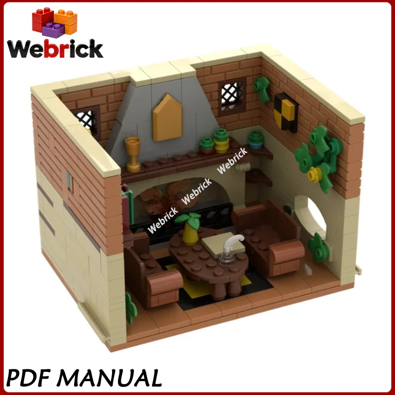 Medieval Architectural MOC Building Blocks Castle Common Room Interior Layout Expansion Set