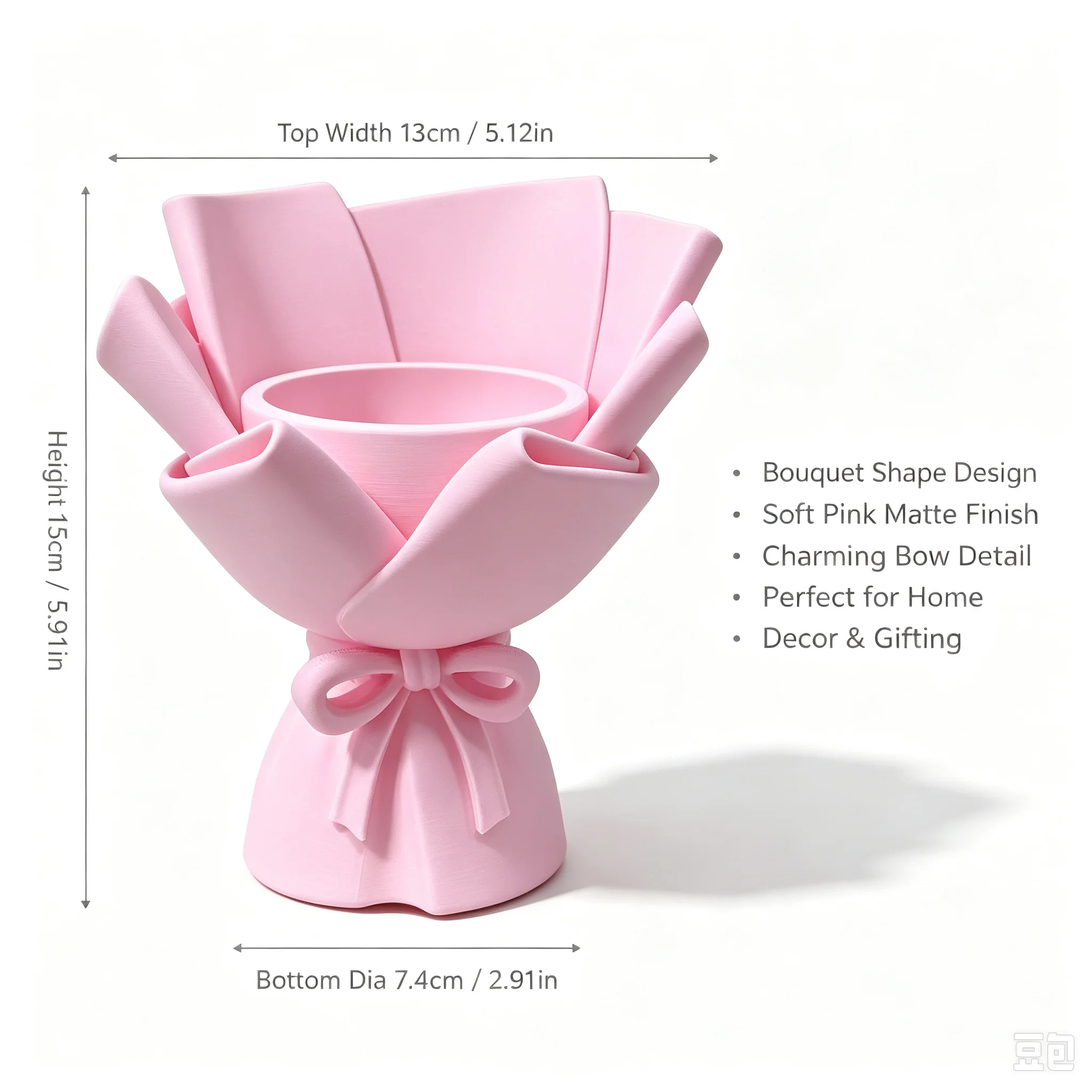 Elegant Bouquet-Shaped Decorative Vase, 3D Printed Butterfly Wedding Party Arrangement Flower Vessel, Matte Pink Art Sculpture, Uniquely Shaped Ornament, Home Desktop Flower Arrangement, Living Room Coffee Table Fireplace Mantel Entryway Decoration, Spring Festival Romantic Atmosphere, Wedding Bridal Gift, Anniversary Celebration, Creative High-Aesthetic Home Decor, Ideal Gift Choice
