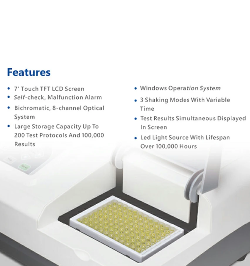 Hospital Clinic Lab Touch Screen Micro Plate Elisa Reader Microplate Reader