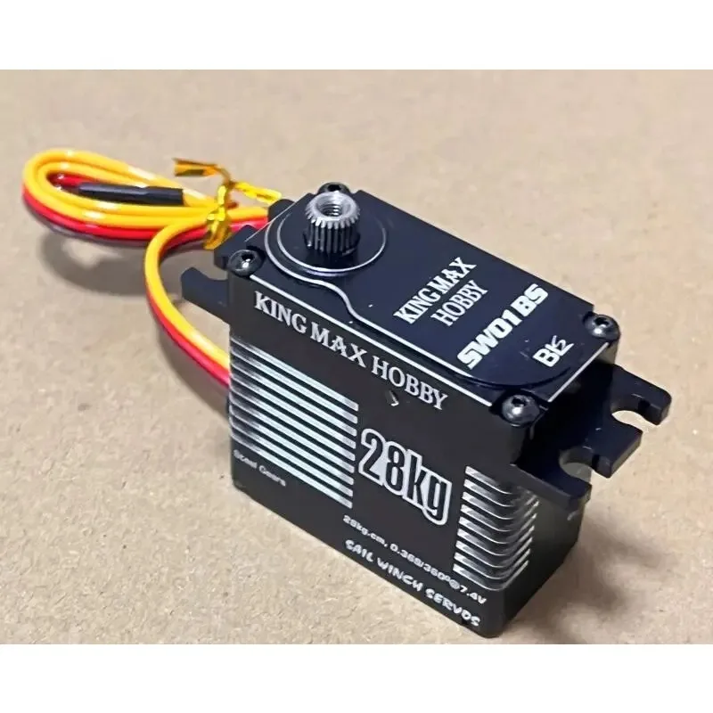 Kingmax Aluminum Shell Waterproof Servo 77g 28kg.Cm Digital Steel Gears Sail Winch Servos SW01BS for Sailboat 1T-8T Multi Coil