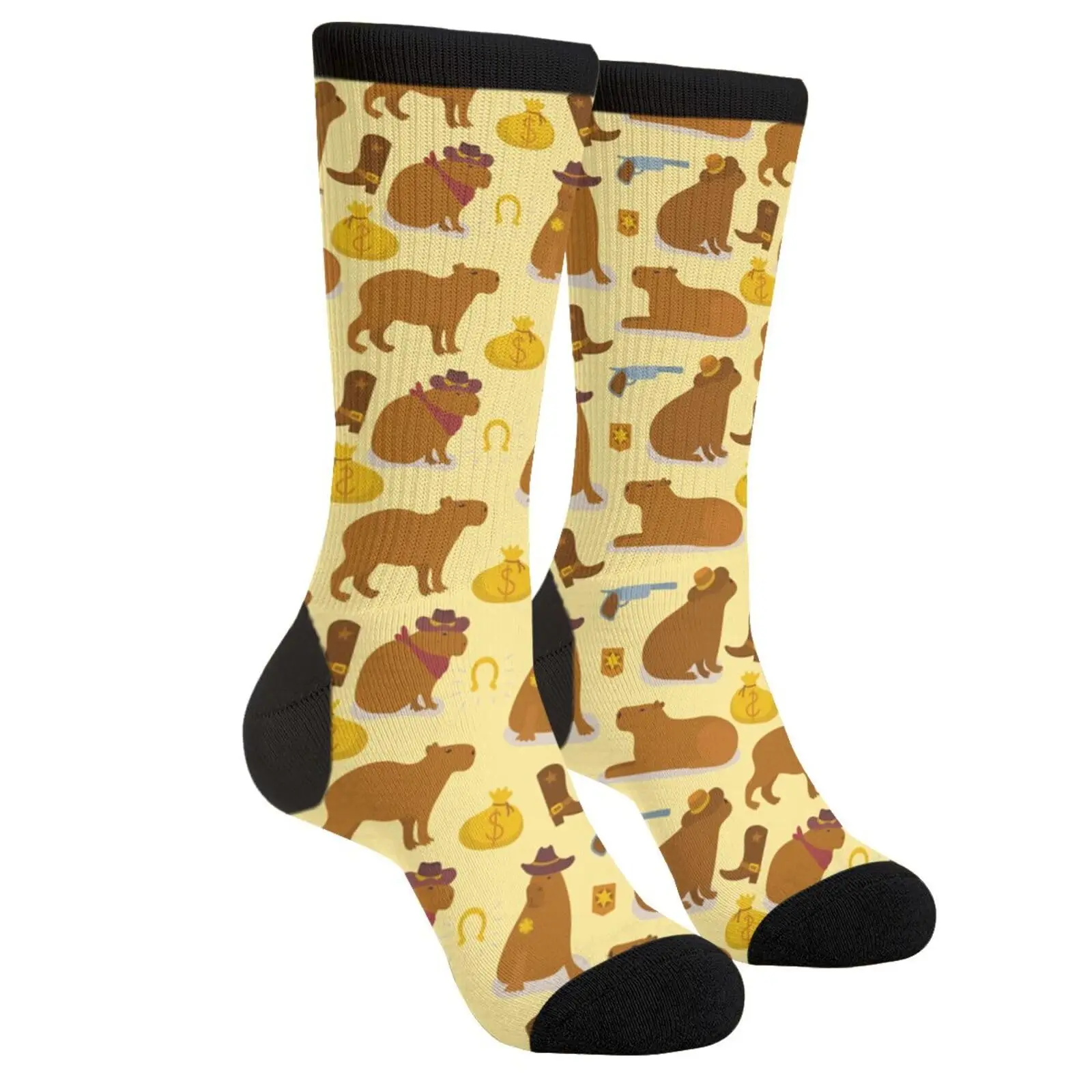 Cowboy Capybara Socks for Men Women Novelty Crew Socks Funny Crazy Stockings Gifts