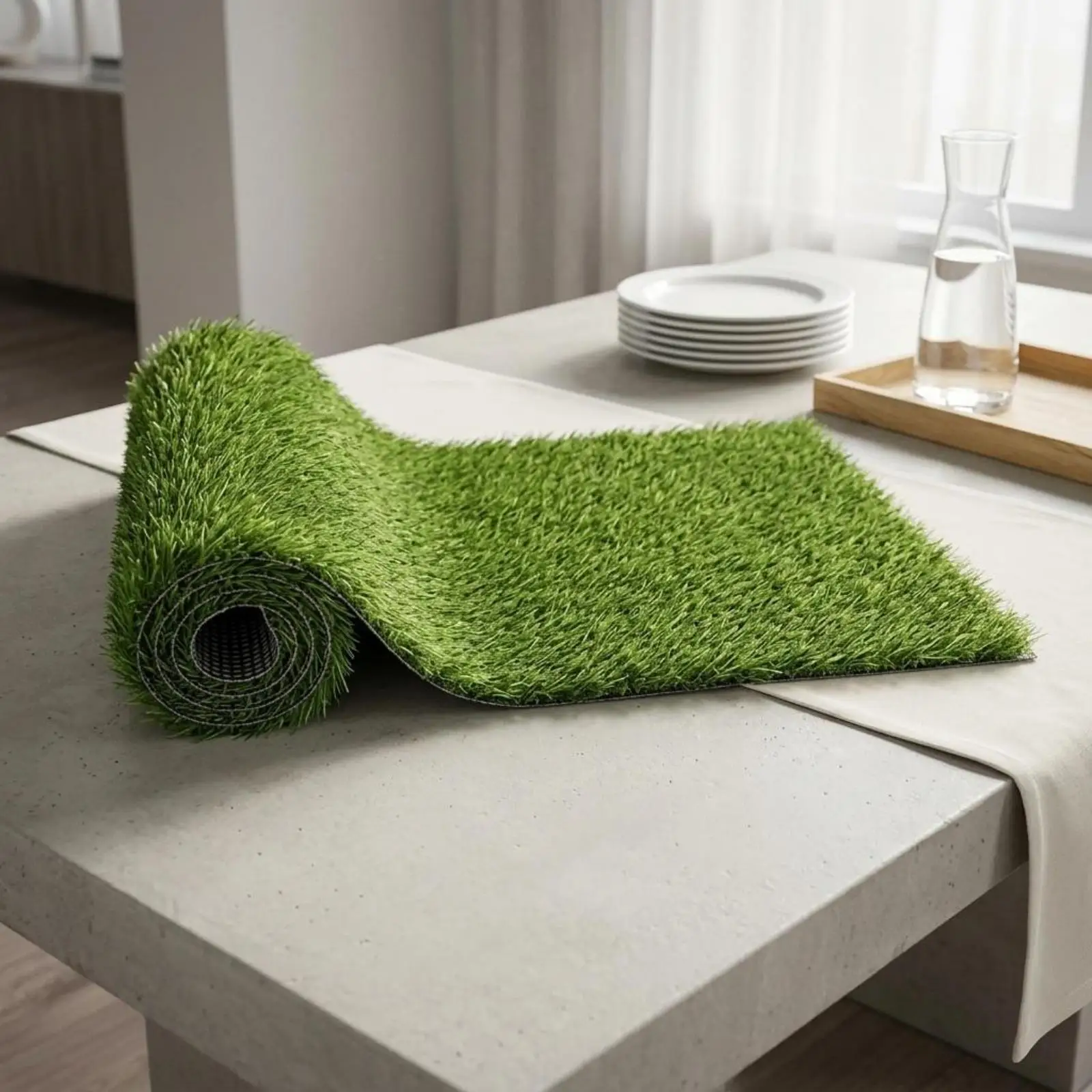 Grass Table Runner TPR Backing Faux Turf Centerpiece Rectangular