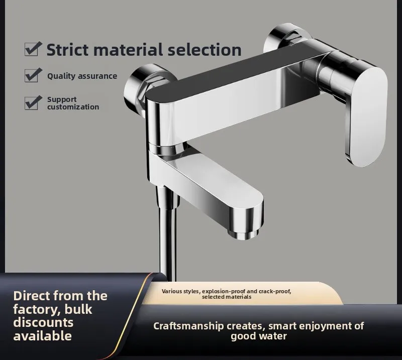 New fully copper hot and cold mixed water valve faucet set for household bathtub triple dual-control shower head kit