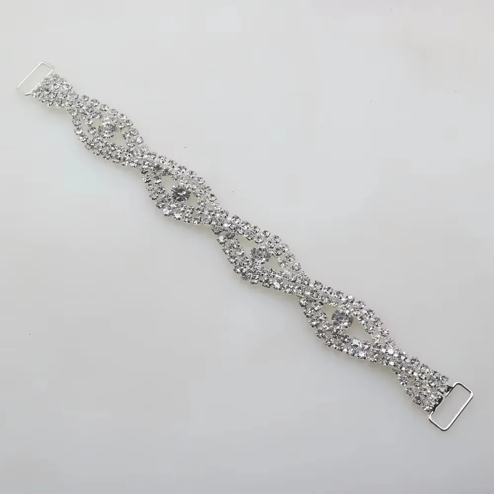 factory Outlet 1pcs 180mm* 25mm Clear Crystal Rhinestone Bikini connector buckle Metal chain Decorative