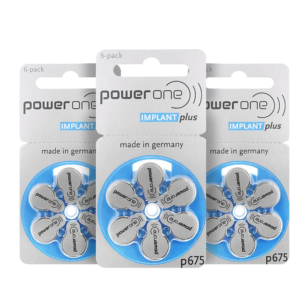 60 PCS NEW Zinc Air 1.45V powerone P675 Zinc Air Hearing Aid Batteries 675A A675 675 PR44 Hearing Aid Battery for BTE CIC RIC OE