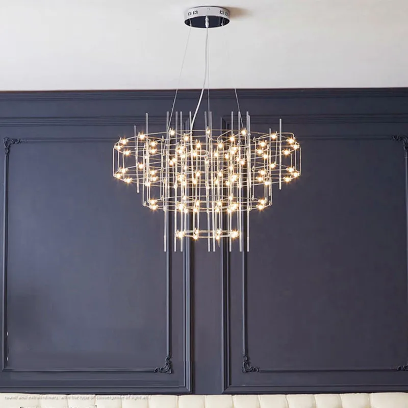 Stainless Steel LED Crystal Chandelier Chrome Pendant Light for Living Room Bedroom Indoor Home Decor Artistic Hanging Luminaire