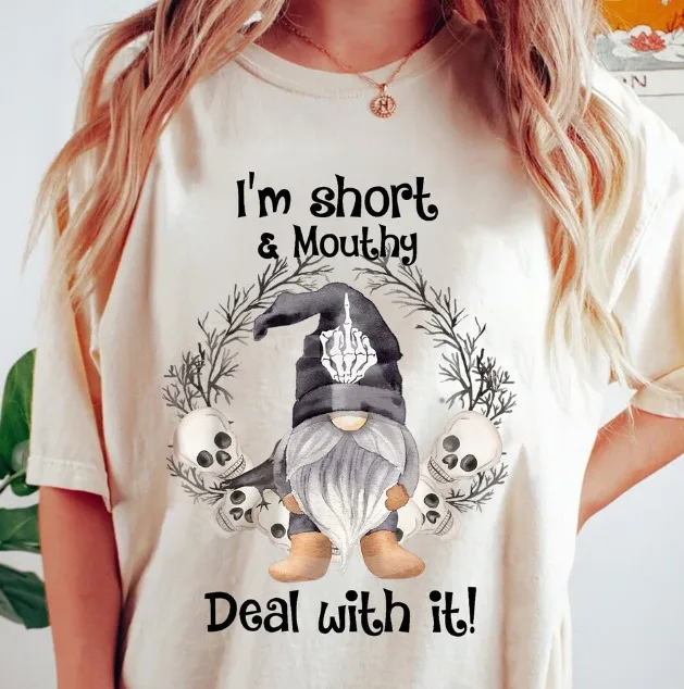 Halloween Gnome T-Shirt, I'M Short Mouthy'S Deal With It Shirt, Vampire Gnome Sh