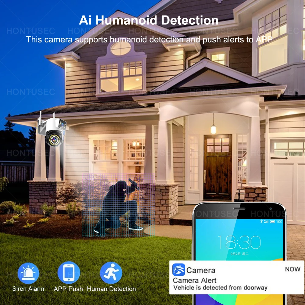 위시 WiFi PTZ IP 카메라 8MP 4K 야외 네트워크 카메라 AI 자동 추적 알람 4배 디지털 줌 H.265 CCTV 보안 미니 CCTV 카메라