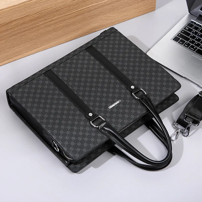 Men's Briefcase Business Messenger Bag Large Capacity Combination Lock Anti-Theft Shoulder Bag Conference Document Case