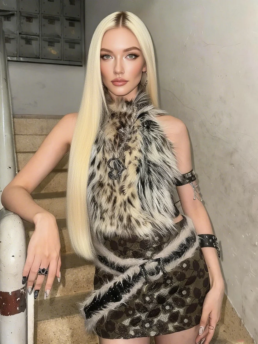 

Cutenew Sexy Leopard Tassel Tank Top Women Y2K Hottie Furry Patchwork Halter Sleeveless Stretch Coquette Midnight Party Clubwear