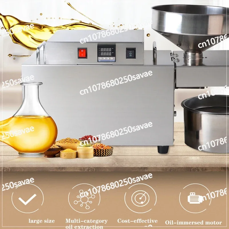 Stainless Steel Linseed Oil Press, Peanut Oil Press, Hot and Cold, Large Oil Press, 15 Kgs per H, 110V, 220V, 2000W