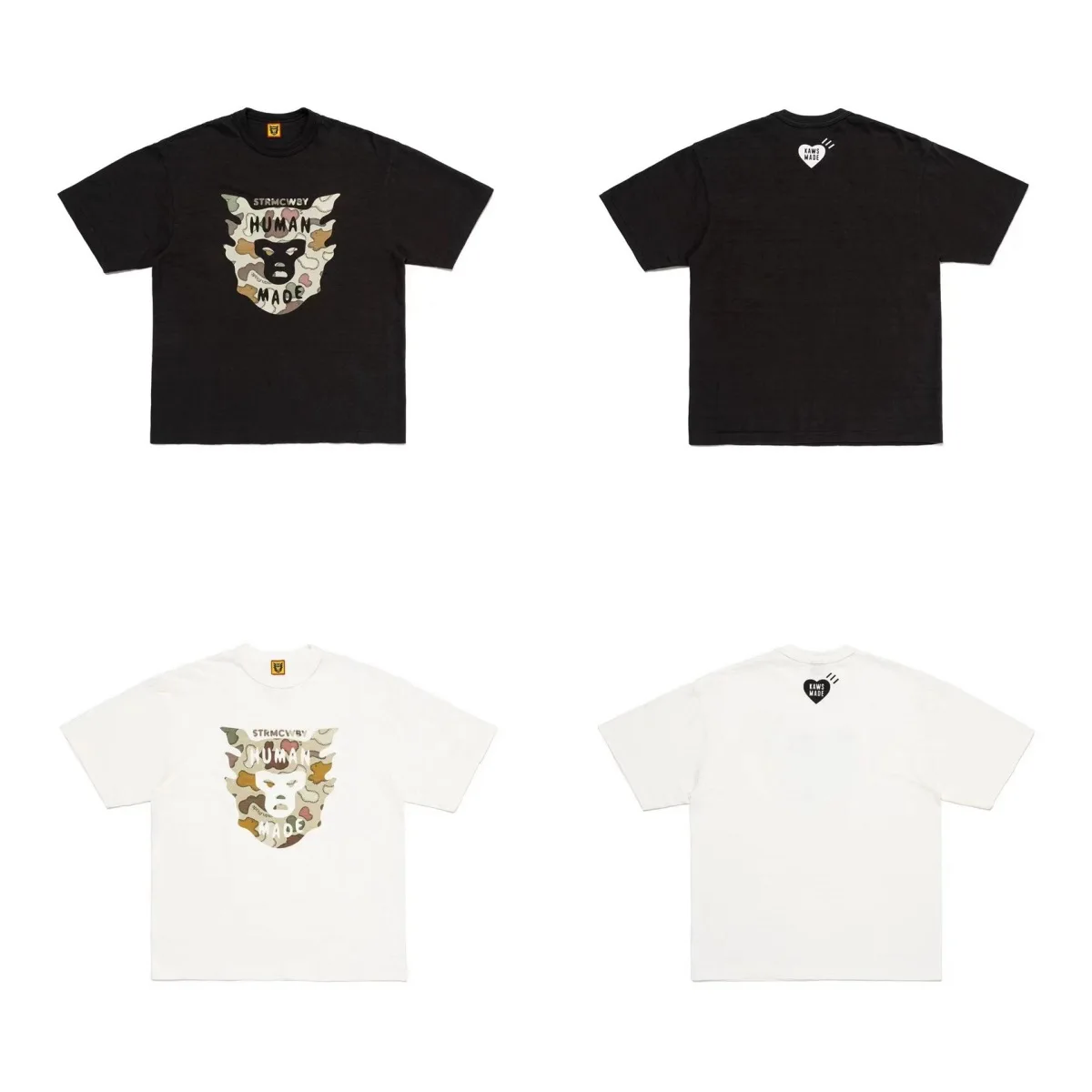 2026 New HUMAN MADE Cute cartoon Printed T-Shirt Japanese Bamboo Cotton Unisex Casual Round Neck Short Sleeved Shirt
