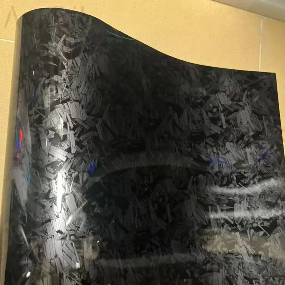 

Виниловая пленка для авто с эффектом кованого карбона, черная, глянцевая, самоклеящаяся, для защиты лакокрасочного покрытия, DIY-стайлинг