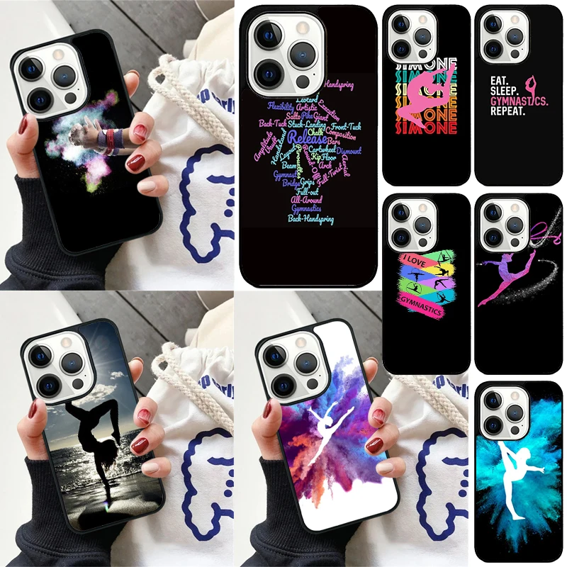 Love Gymnastics silhouette sports Cover For iPhone 16 13 14 15 Pro Max 12 Mini 11 15 Pro Max 7 8 Plus Max SE 2020 Phone Case