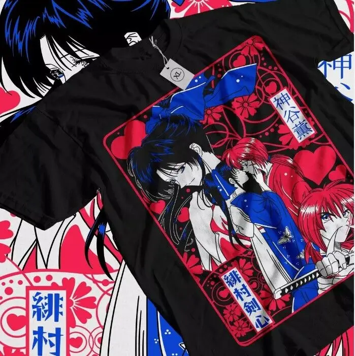 

Himura Kenshin T-Shirt Ruroun Samurai Kawai Anime Geek Otaku Gift Shirt All Size