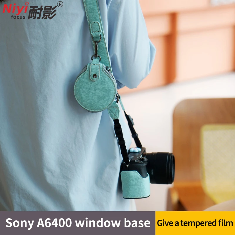 Сумка для камеры, кожаный получехол для камеры Sony ZVE10 A6400, защита корпуса камеры, отверстие для аккумулятора с закаленной пленкой, устойчивый к царапинам