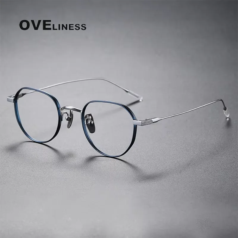 Pure Titanium Glasses Frame Women Men eyeglasses frames Vintage Retro Round High Quality eyewear Brand Design male spectacles