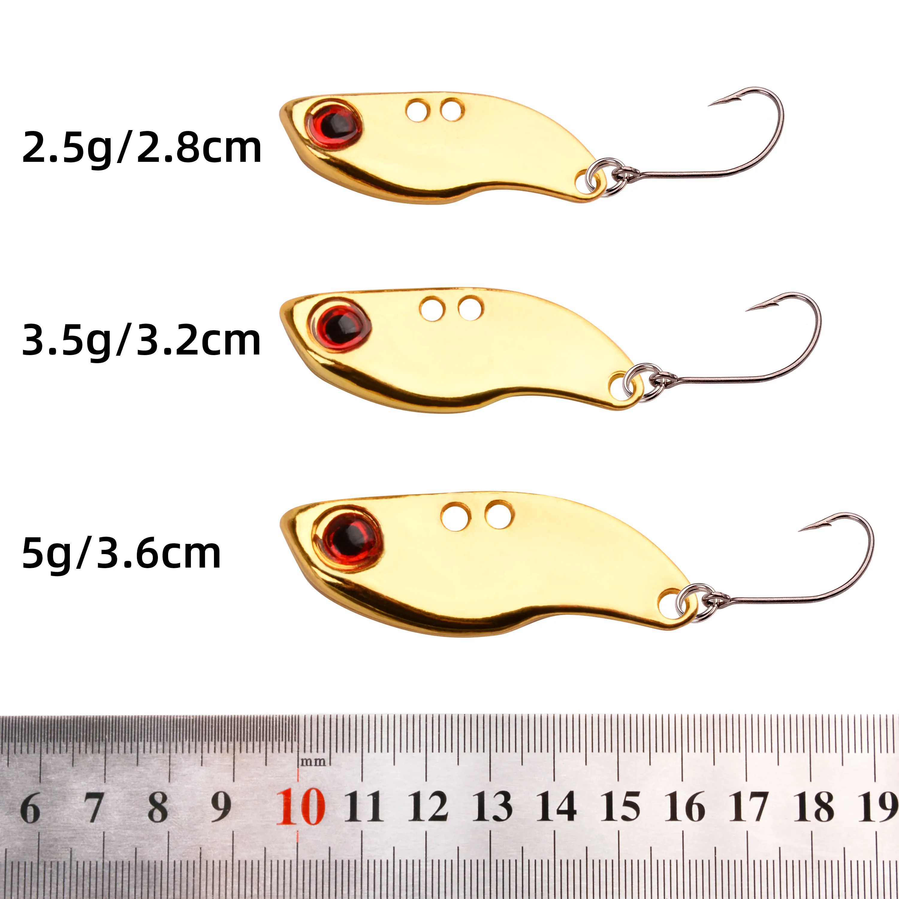 1Pcs Colourful Gold Silver Metal VIB Fishing Lure 2.5g 3.5g 5g With Single Hook Hard Bait Spinner For Trout Perch Japan Wobbler