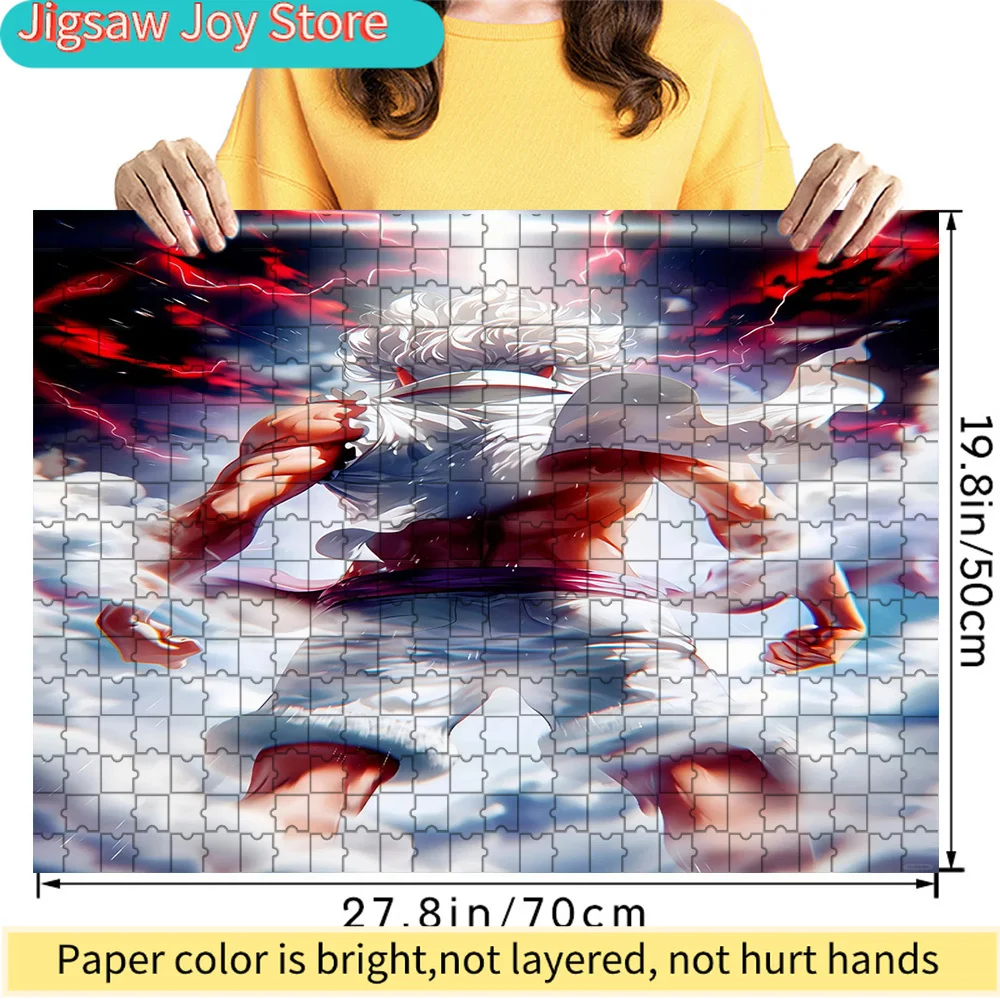 

One Piece Luffy Gear 5 Nika Thunder Cloud Scene Art Paper Jigsaw Puzzle, Epic Anime Character Art, Collectible Stress Relief Gif