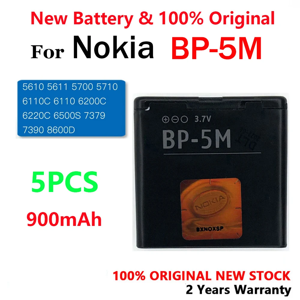 100% новый оригинальный BP-5M 900 мАч для Nokia 5700 5610XM 6110n 6220c 8600 7390 6500s BP 5M аккумуляторная батарея