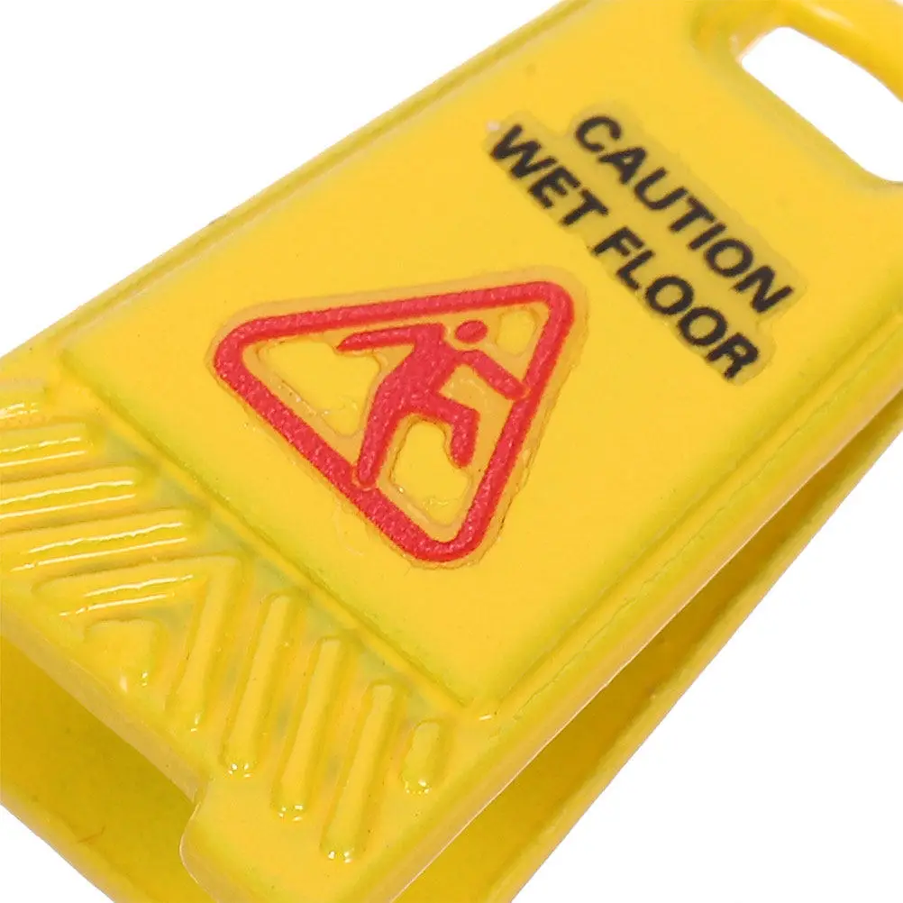 12Pcs Miniature Wet Floor Warning Sign Dollhouse Caution Floor Decor Realistic Plastic Slippery Surface Safety Awareness