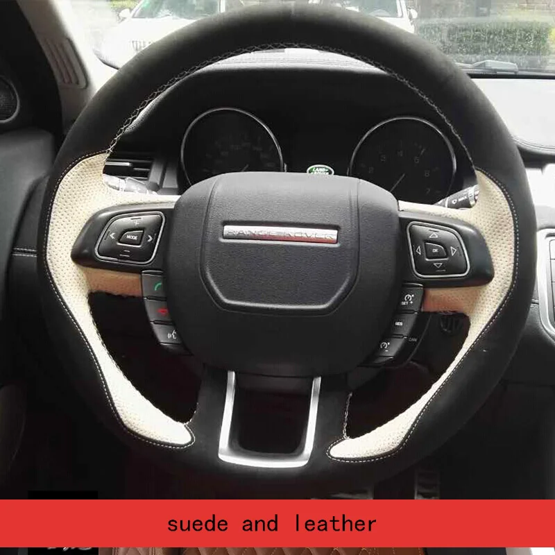 Suede Leather for Land Rover Range Rover Evoque Discovery 4 Hand Sewing Car Steering Wheel Cover Interior Car Accessories