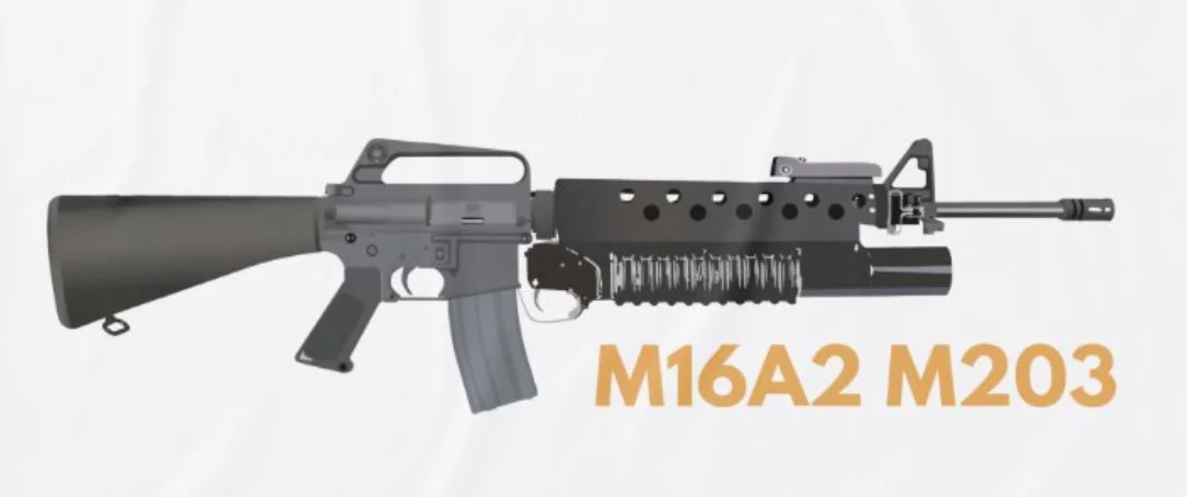 M16A2 بندقية مع M203 قنبلة يدوية قاذفة تي شيرت 100% القطن س الرقبة الصيف قصيرة الأكمام عادية قميص رجالي حجم S-3XL