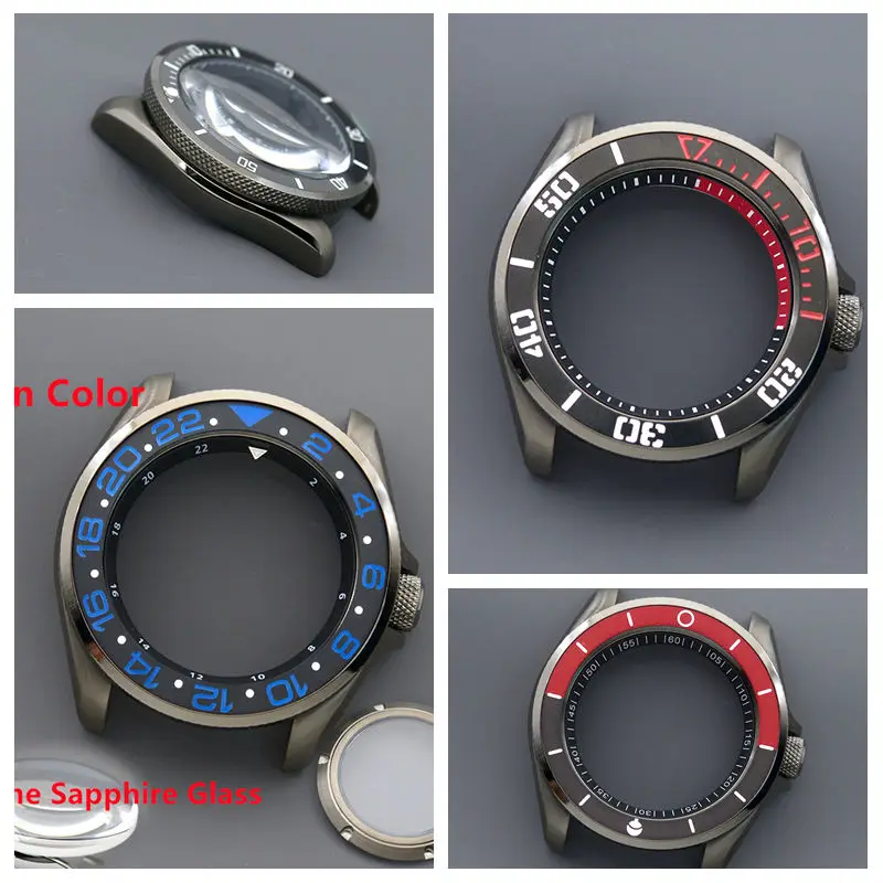 Men's Watch Case Fit NH34 NH35 NH36 Automatic Movement Sapphire Glass 200M Waterproof Gun Colour Case Design SKX007 SKX009
