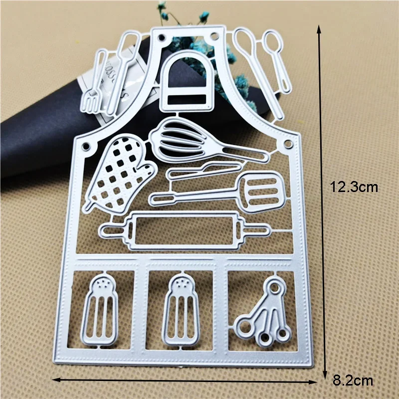 14Pcs Cute Kitchen Tool Set Metal Cutting Dies Scrapbooking Apron Decoration DIY Photo Album Crafts Cards Making Christmas Dies