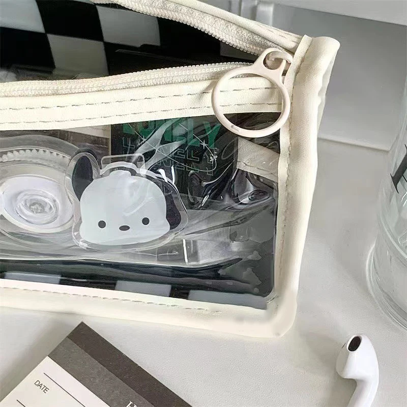 Astuccio trasparente astuccio portapenne astuccio in bianco e nero Texture astuccio per scacchi scacchiera astuccio per matite studenti Staionary