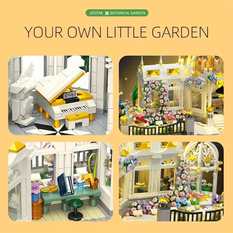 2397PCS Garden Square Building Blocks European Building Street Model Bricks Set With Light Children's Educational DIY Toys Gifts