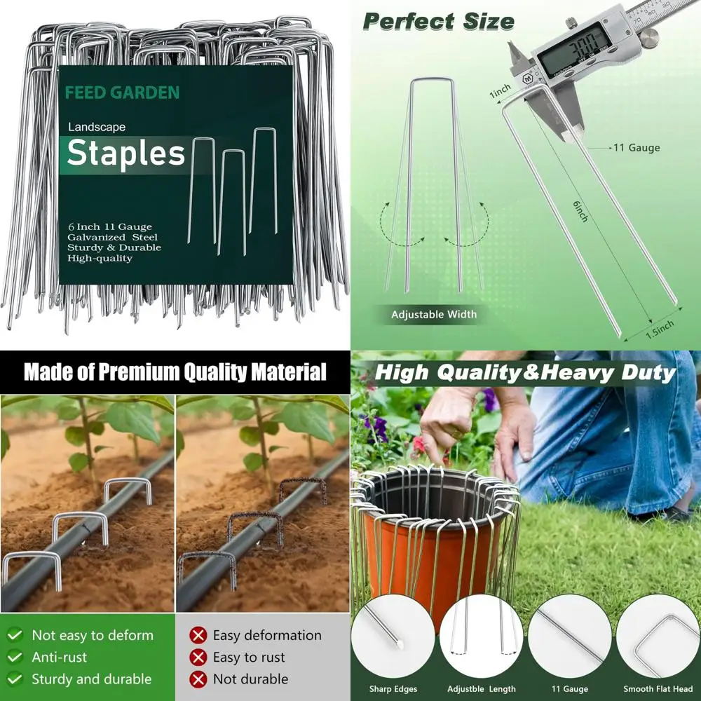 

Оцинкованные 11-калиметрические ландшафтные скобы, 6 дюймов, 1000 шт. — устойчивые к ржавчине садовые колья для ландшафтного дизайна ткани и стабилизатора двора