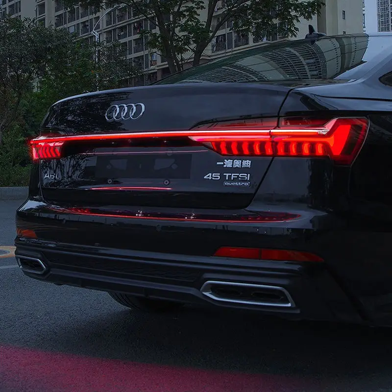 For Audi A6 A6L 2019 2020-2023 Dynamic Through Flow Tail Light LED Streamer Tail Lamp Brake Light Warning Lamp Turn Signal Light