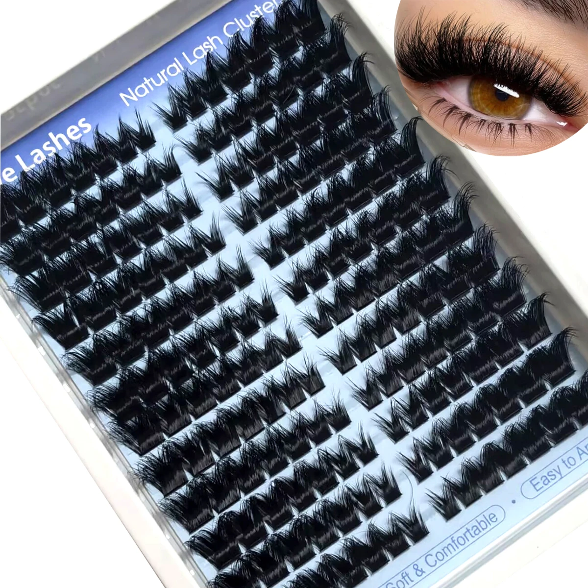 HBZGTLAD 12 Reihen Flauschige Einzelwimpern-Cluster-Verlängerungen Falsche Wimpern DIY für Zuhause Cluster-Make-up Wimpernwerkzeuge